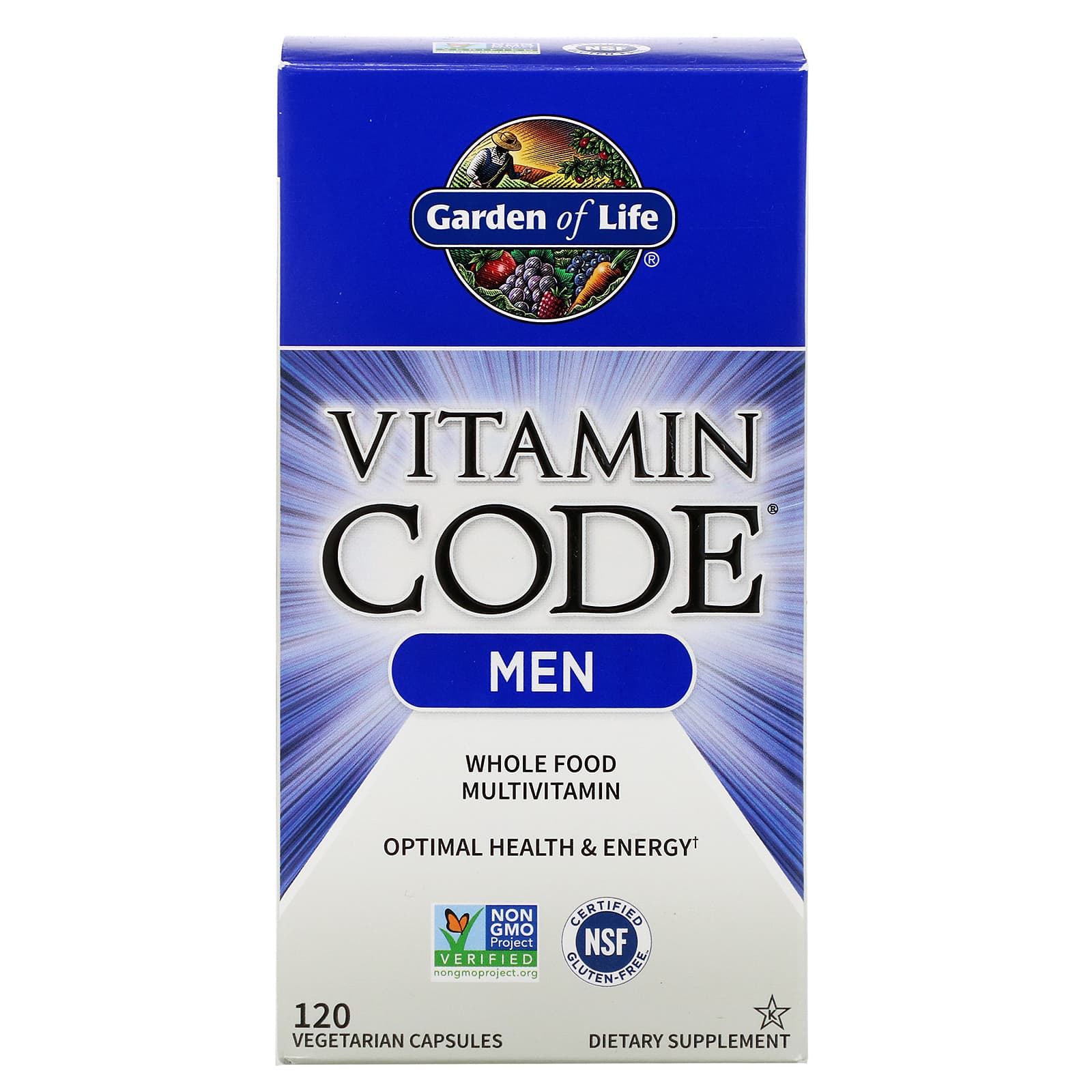 Garden of Life, Vitamin Code - Men's Multi, 120 Vegetarian Capsules UPC 658010113687 | HiLife Vitamins